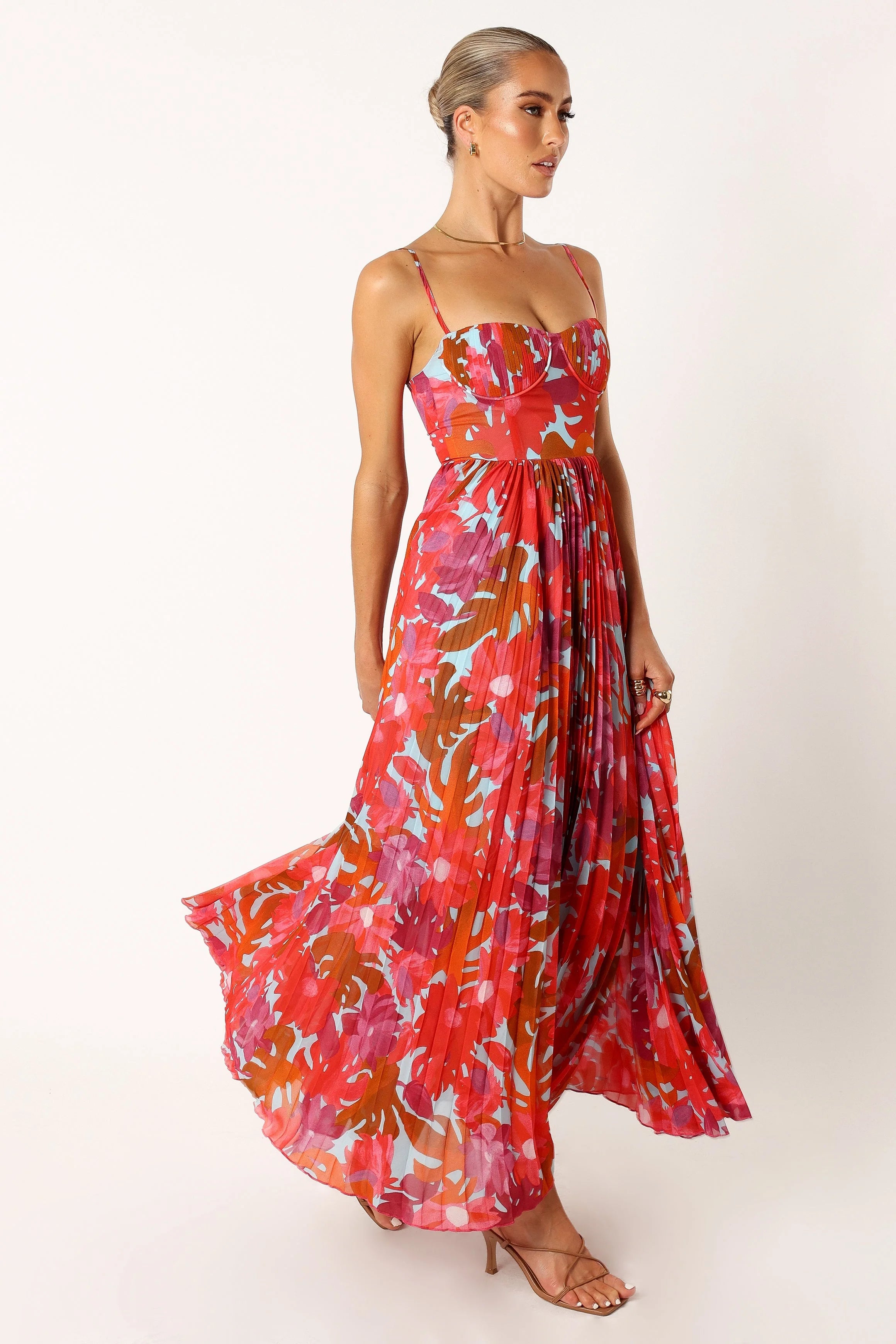Achanti Pleated Maxi Dress - Pink Azalea