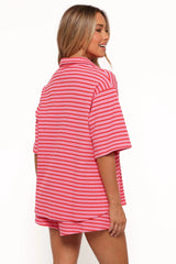 Alden Cotton Knit Set - Pink Red Stripe